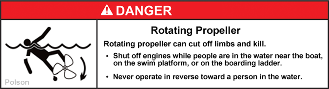 Suggestions for ABYC helm boat propeller warning