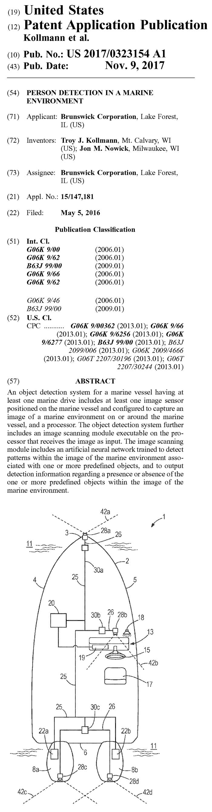 Brunswick Image Sensor Neural Network Virtual Propeller Guard patent application