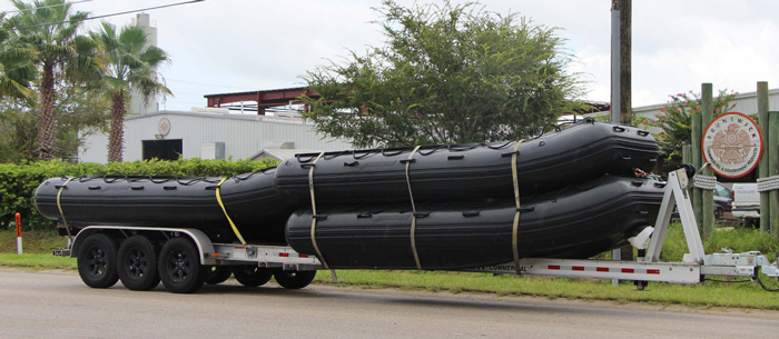 Three 4.7 meter RIBs Brunswick's Commercial & Government Products division donated to Hurricane Harvey relief efforts.