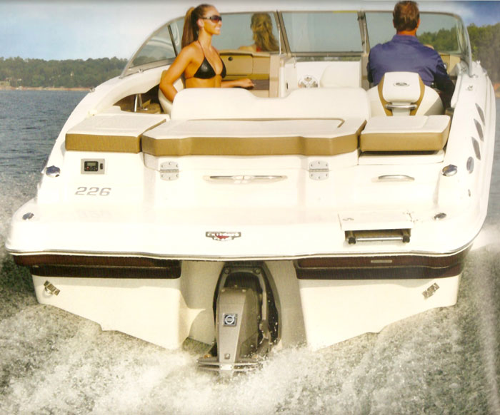 Chaparral 226 boat swim platform seats and stern drive from their 2013 catalog