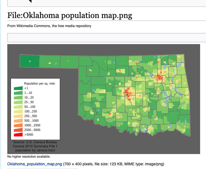 Chart - Wikipedia State of Oklahoma population density