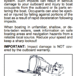 Evinrude operators manual warning for outboard may break off and enter boat after striking submerged objects.