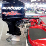Mercury outboard on jack plate. 2017 Tulsa Boat Show.