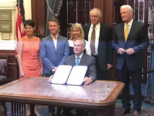 Kali's Law signed by Texas Governor Greg Abbot, 11 June 2019 image courtesy KSAT12 San Antonio