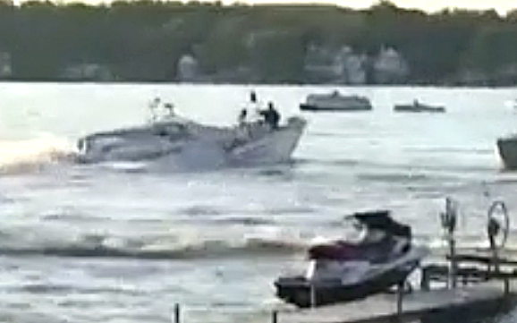 Lake Gage boat accident DNR boat impact still #2 from WFLA video