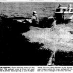 Log strike testing news clip. Corpus Christie Caller-Times. 30 April 1960. Page 6D.