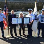 Marion Irving deCruz receiving USCG Public Service Commendation
