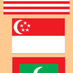 National flags of the United States., Singapore, and Maldives.
