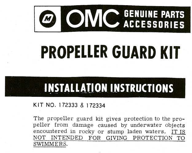 OMC Gale Propeller Guard Installation Instructions for ring guard