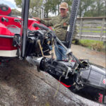 Mercury Marine Pro XS outboard motor broke off Ranger boat and was restrained from flipping into the boat by The Leash available from Precision Sonar