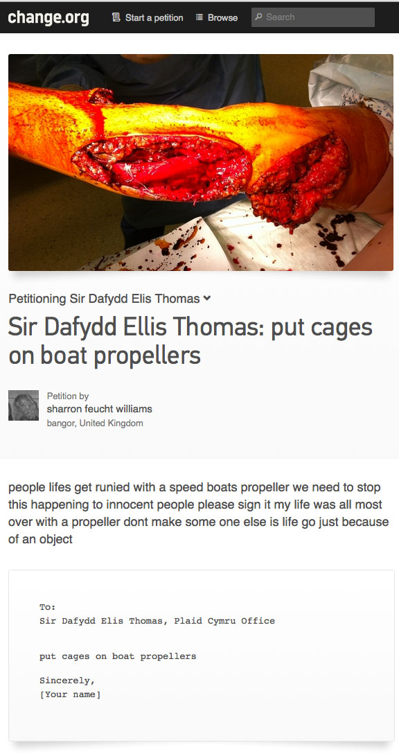 UK Petition to Put Cages on Boat Propellers