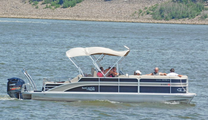 Pontoon boat on Keystone Lake in July 2016