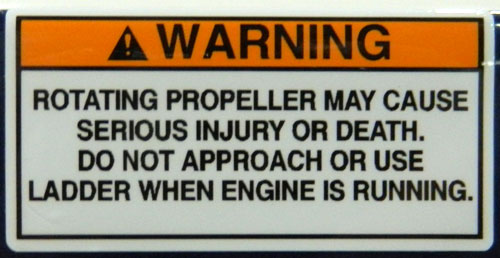 Propeller Warning Decal all caps