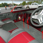 Ranger bass boat with passenger grab loop, passenger and operator foot braces