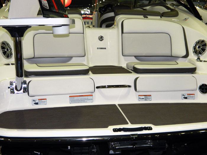 Swim platform seats with tray on Yamaha jet boat