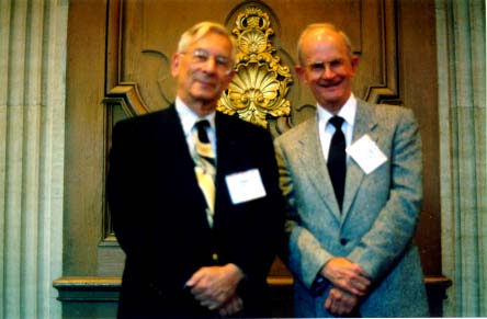 Edgar Rose (left) and Charlie Strang (right) at 25 September 1997 OMC press conference in Chicago. photo by Gary Polson
