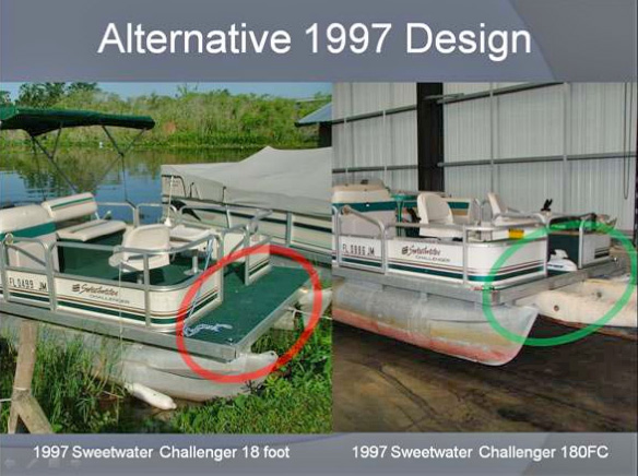 Sweetwater Pontoon Boats in 1997: Bow Riding design alternatives