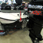 Propeller warning placement on boat at 2013 Tulsa Boat Show.