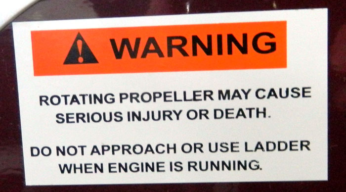 Propeller warning from 2013 Tulsa Boat Show - no borders