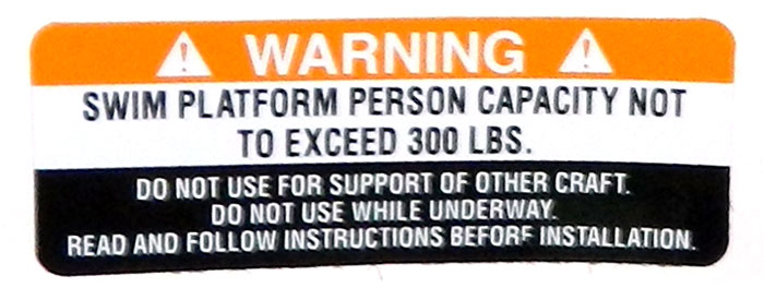 Swim platform warning at 2013 Tulsa Boat Show