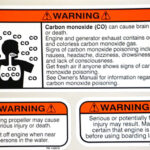 Cluster of warnings. 2014 Tulsa Boat Show. Carbon monoxide & 2 propeller warnings.
