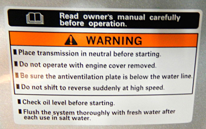 Multiple warnings. 2014 Tulsa Boat Show, including owner's manual.