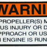 Propeller and ladder warning. 2014 Tulsa Boat Show.