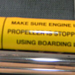 Ladder caution, 2014 Tulsa Boat Show.