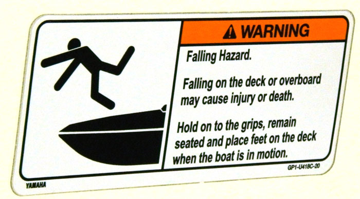 Yamaha falling warning. 2014 Tulsa Boat Show.