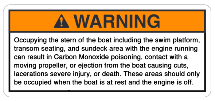 Altered version of the Nautique warning, this one is rectangular.