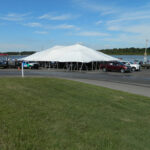 Large tent used as headquarters for Nichols Marine Tournament Series Championship, Grand Lake, September 2015.
